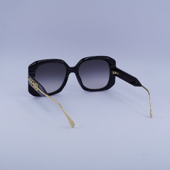 Fendi FE40065I 01B Sunglasses Black/Gold Square Frame, Smoke Lenses - Picture 5 of 9